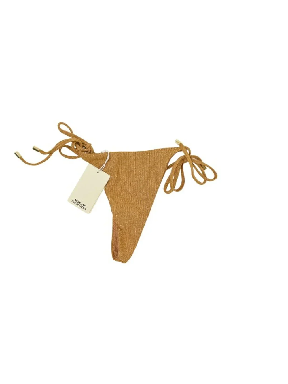 Monday Swimwear Palma Thong Bottoms in Gold Lurex Rib